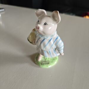 Beswick Cream and Blue Striped Pig Figurine